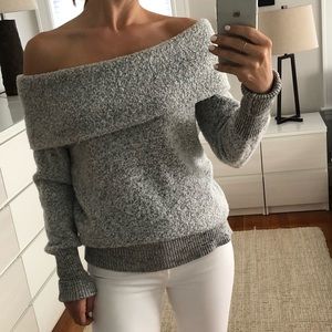Super soft & cozy off-the-shoulder grey sweater